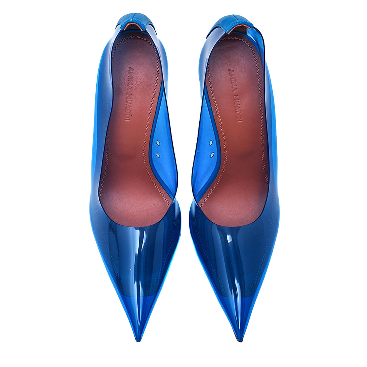 Amina Muaddi - Blue Pvc Ane Wedge Glass Pumps 38.5